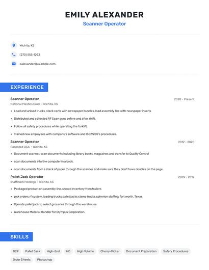 Scanner Operator Resume