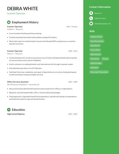 Scanner Operator Resume