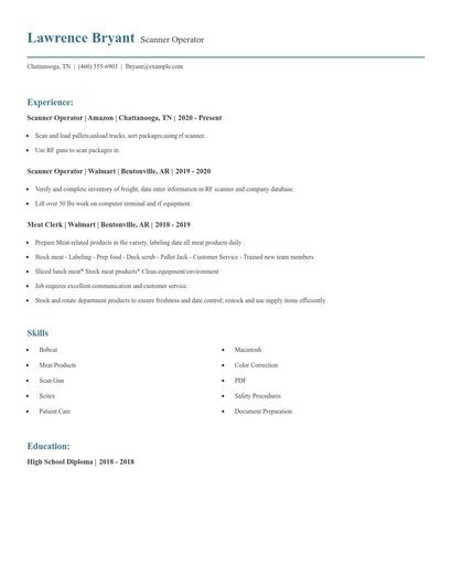 Scanner Operator Resume