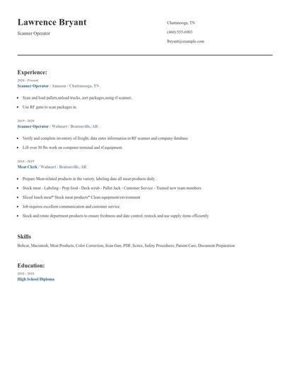 Scanner Operator Resume