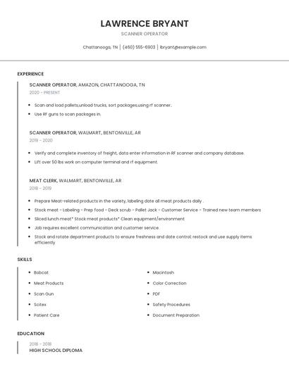 Scanner Operator Resume