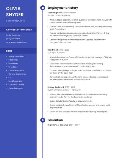 Scanning Clerk Resume