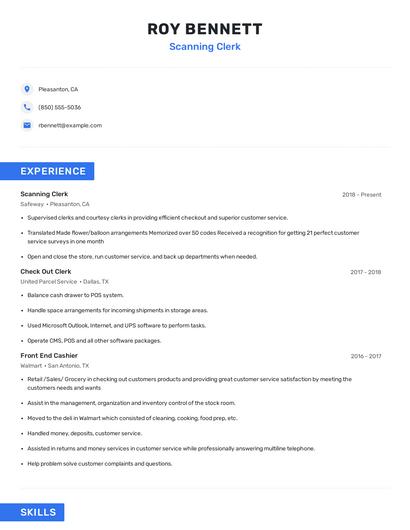 Scanning Clerk Resume