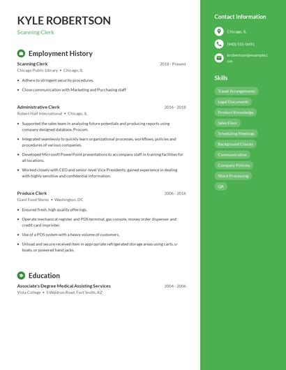 Scanning Clerk Resume