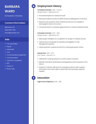 Schedule Checker Resume