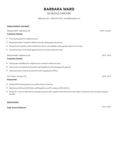 Schedule Checker Resume