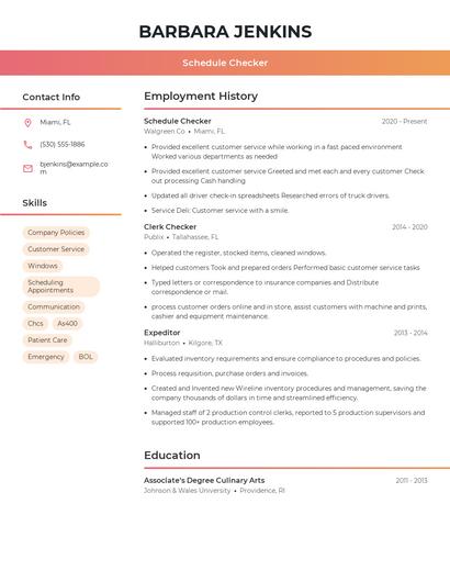 Schedule Checker Resume