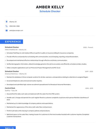 Schedule Checker Resume