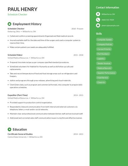 Schedule Checker Resume