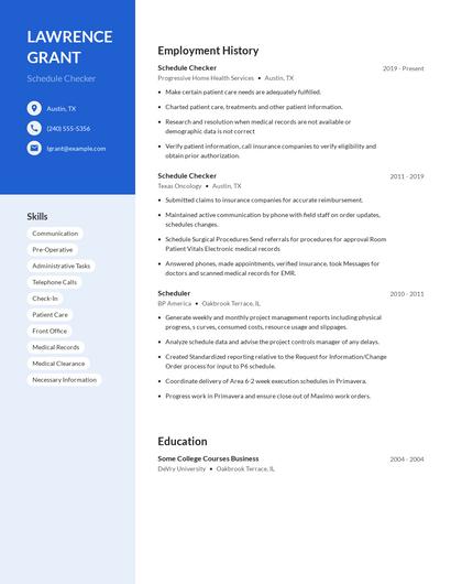 Schedule Checker Resume
