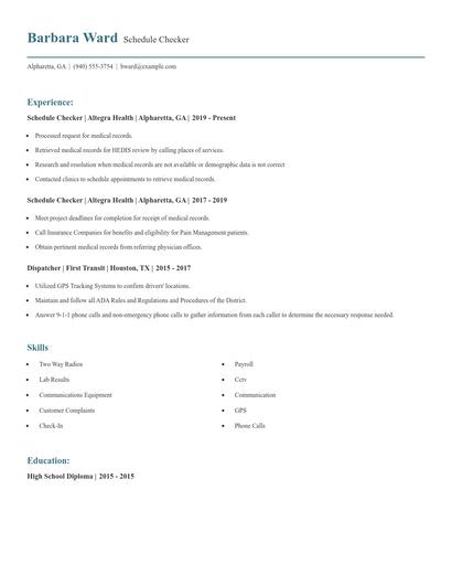 Schedule Checker Resume