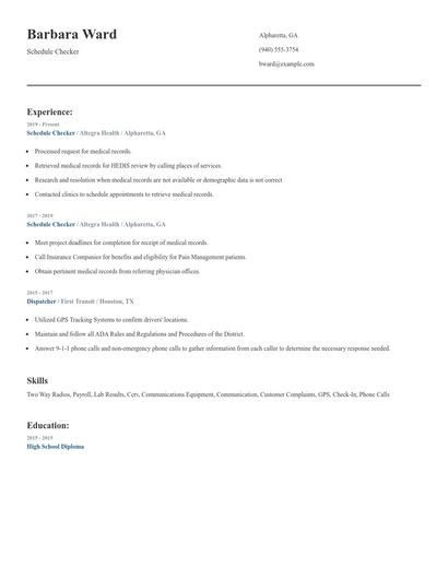 Schedule Checker Resume