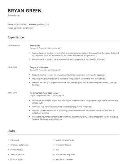 Scheduler Resume