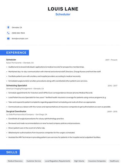 Scheduler Resume