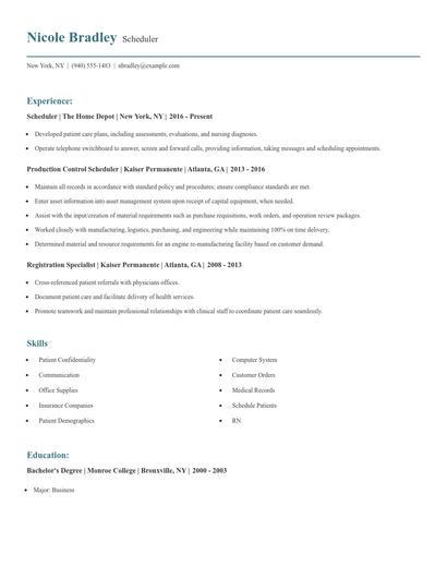 Scheduler Resume
