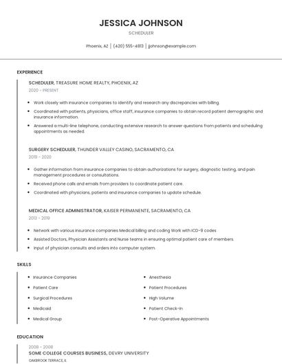 Scheduler Resume