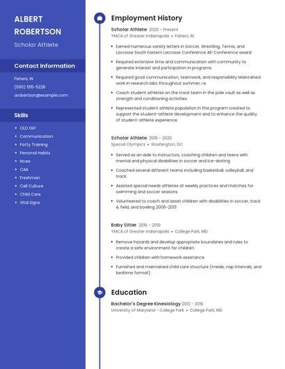 Scholar Athlete Resume