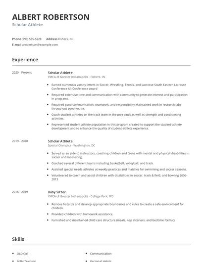 Scholar Athlete Resume