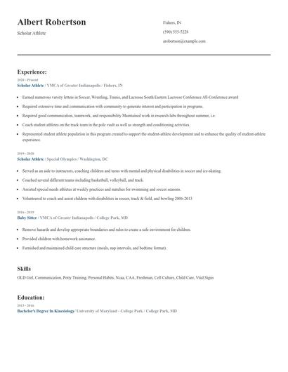 Scholar Athlete Resume