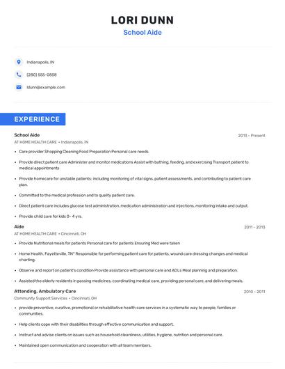 School Aide Resume