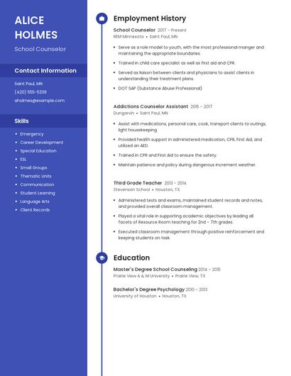 School Counselor Resume