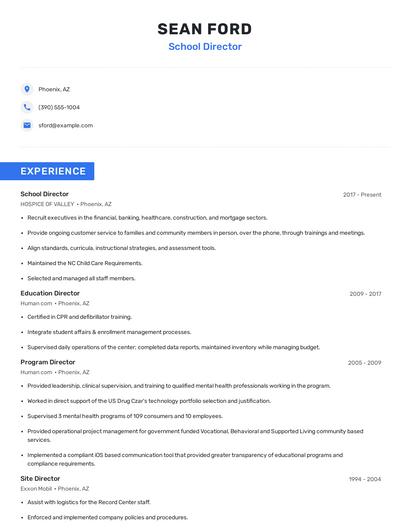 School Director Resume