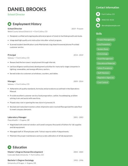 Resume example 5