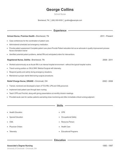 Resume example 1