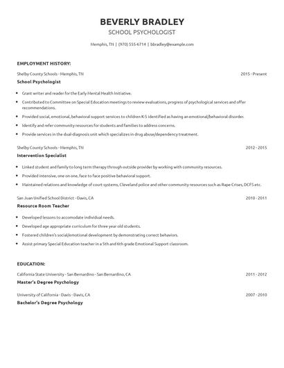 School Psychologist Resume