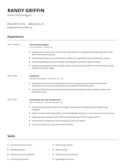 School Psychologist Resume
