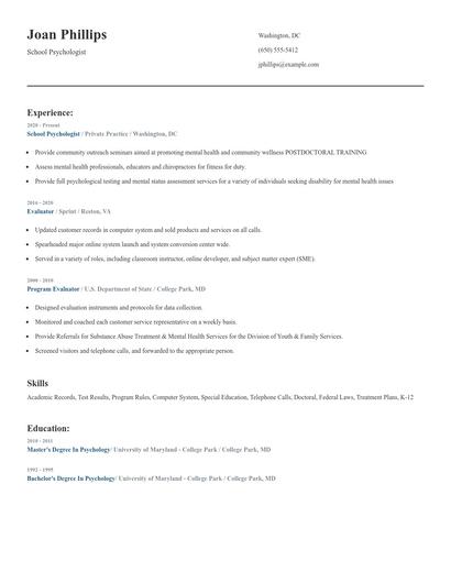 School Psychologist Resume