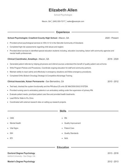 Resume example 1