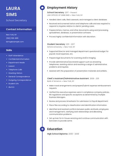 School Secretary Resume