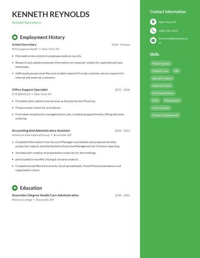 School Secretary Resume