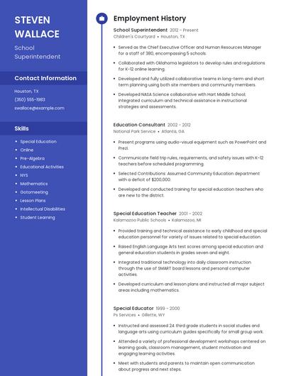 School Superintendent Resume