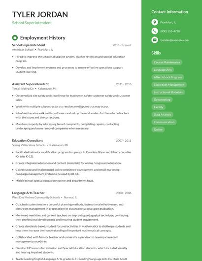 School Superintendent Resume