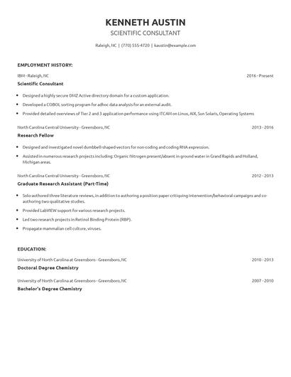 Scientific Consultant Resume