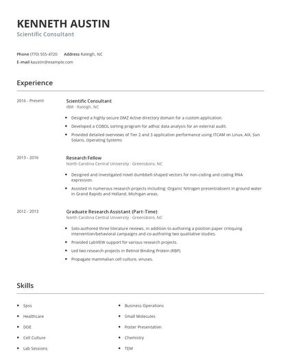 Scientific Consultant Resume