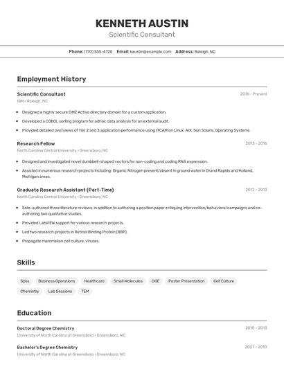 Scientific Consultant Resume