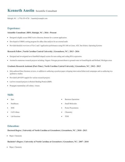 Scientific Consultant Resume