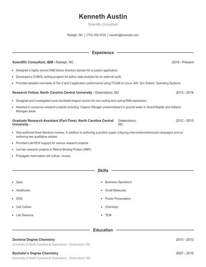Scientific Consultant Resume