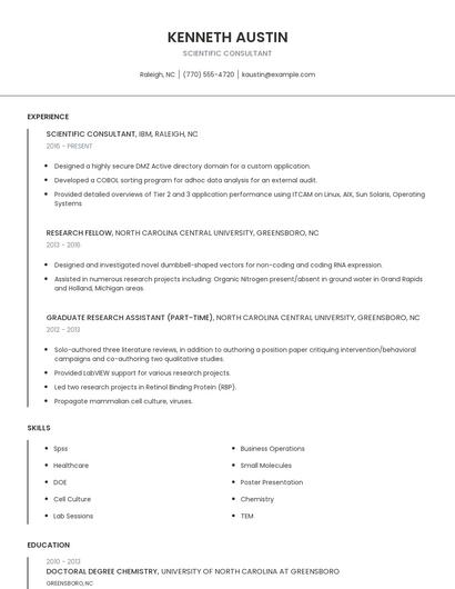 Scientific Consultant Resume