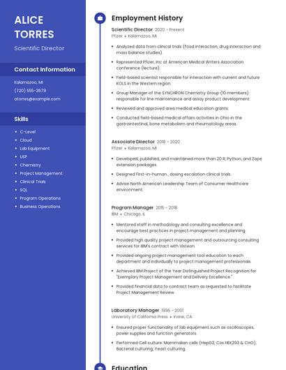 Scientific Director Resume