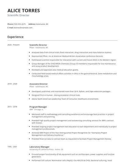 Scientific Director Resume