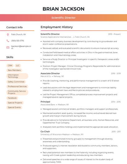 Scientific Director Resume