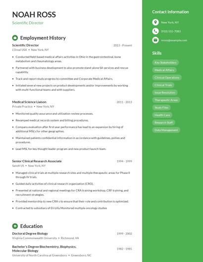 Scientific Director Resume