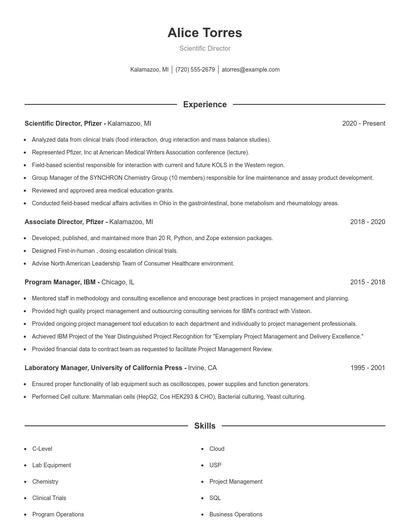 Scientific Director Resume