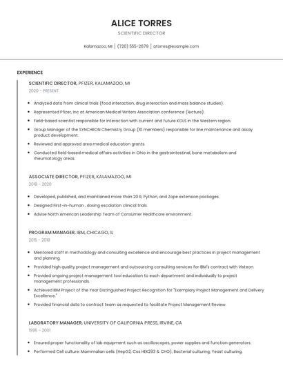 Scientific Director Resume