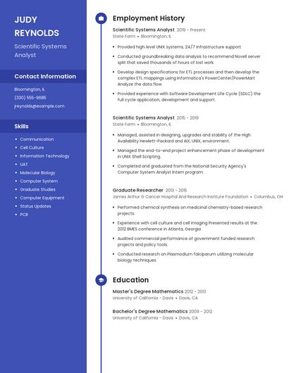 Scientific Systems Analyst Resume