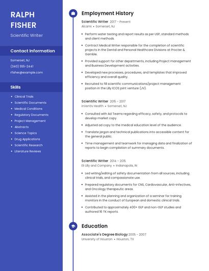 Scientific Writer Resume